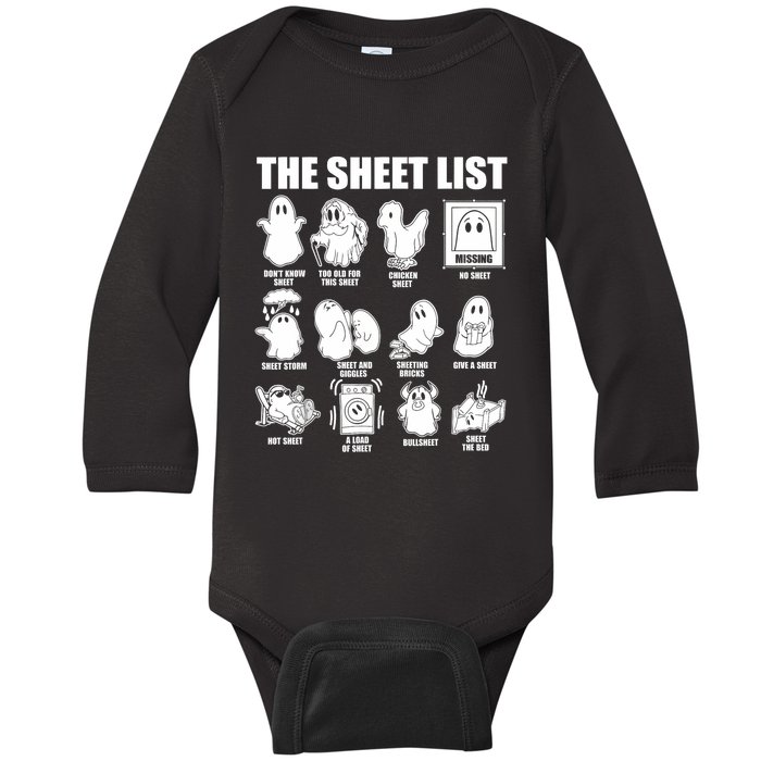 Halloween Funny Boo Sheet Halloween The Sheet List Baby Long Sleeve Bodysuit