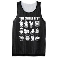 Halloween Funny Boo Sheet Halloween The Sheet List Mesh Reversible Basketball Jersey Tank