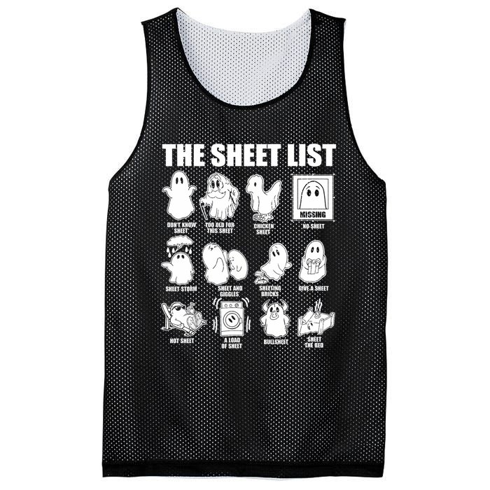 Halloween Funny Boo Sheet Halloween The Sheet List Mesh Reversible Basketball Jersey Tank