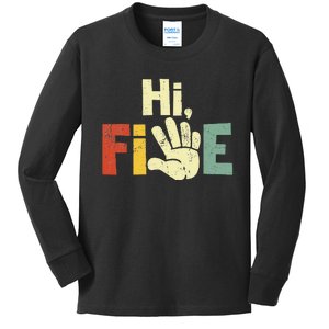 Hi Five Birthday Party Decorations 5 Year Old Kids Long Sleeve Shirt