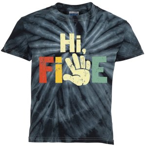 Hi Five Birthday Party Decorations 5 Year Old Kids Tie-Dye T-Shirt