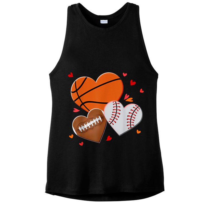 Heart Football Basketball Baseball Valentines Day Boy Ladies PosiCharge Tri-Blend Wicking Tank
