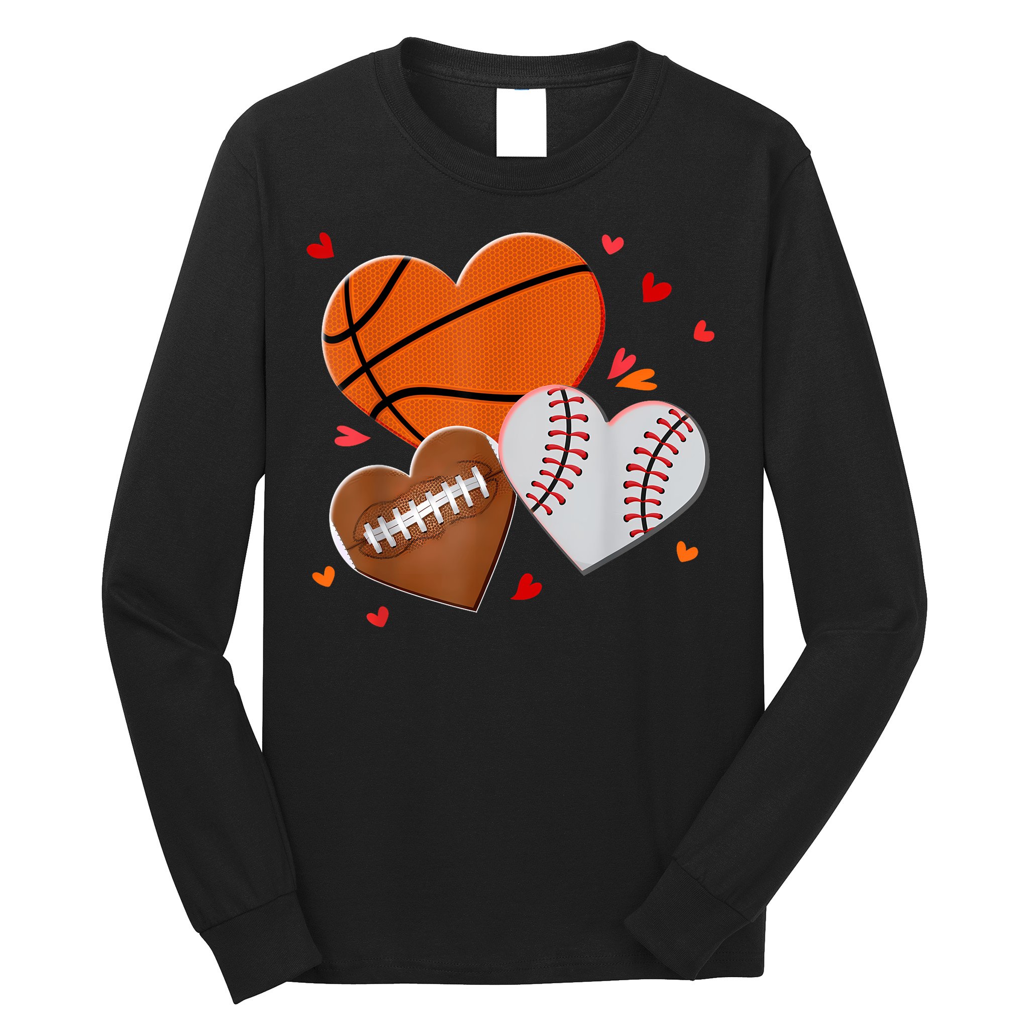 Heart Football Basketball Baseball Valentines Day Boy Long Sleeve Shirt