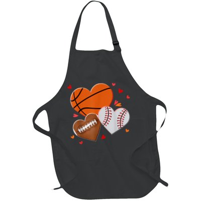 Heart Football Basketball Baseball Valentines Day Boy Apron