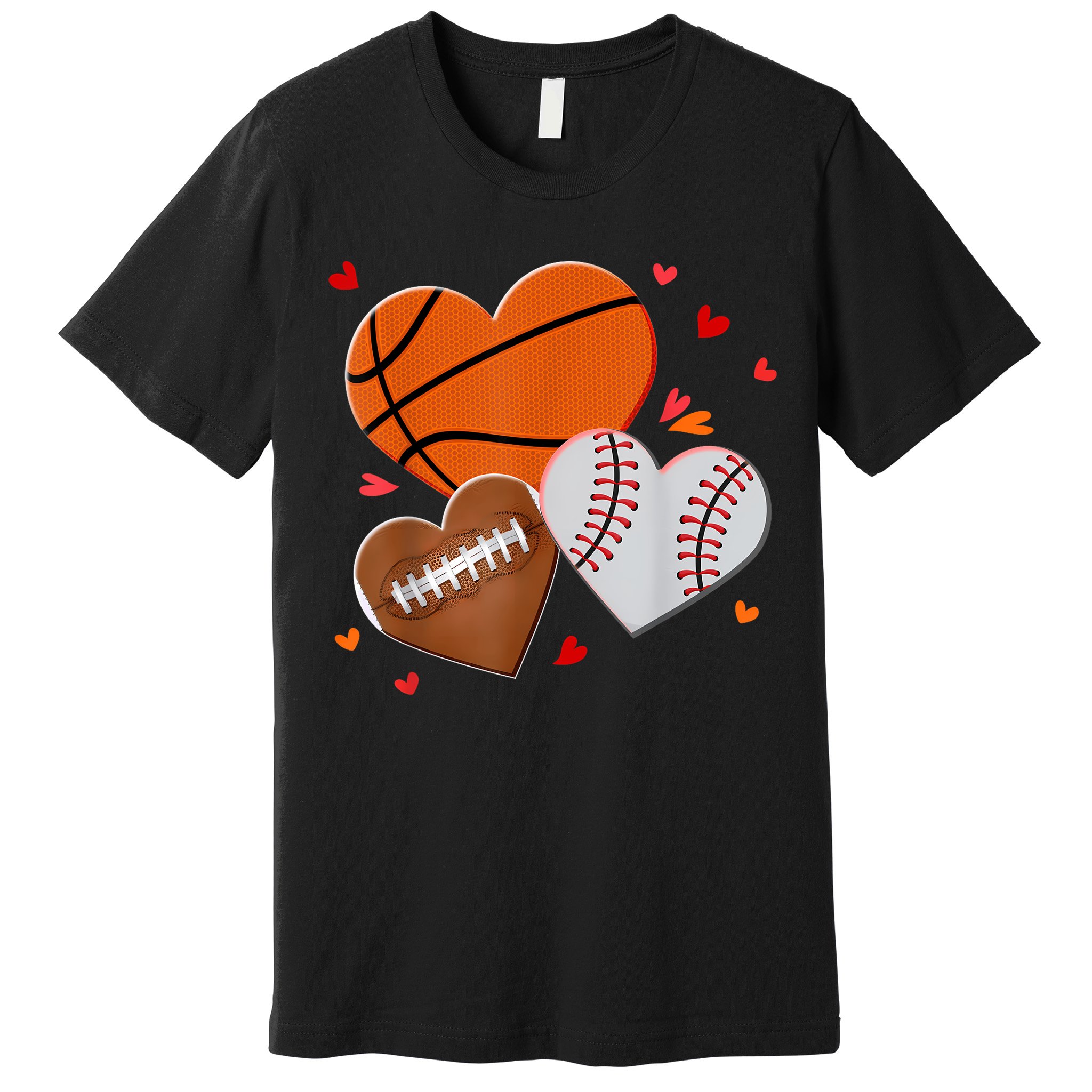 Heart Football Basketball Baseball Valentines Day Boy Premium T-Shirt