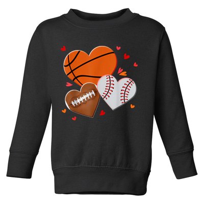 Heart Football Basketball Baseball Valentines Day Boy Toddler Sweatshirt