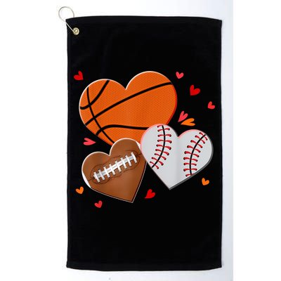 Heart Football Basketball Baseball Valentines Day Boy Golf Towel