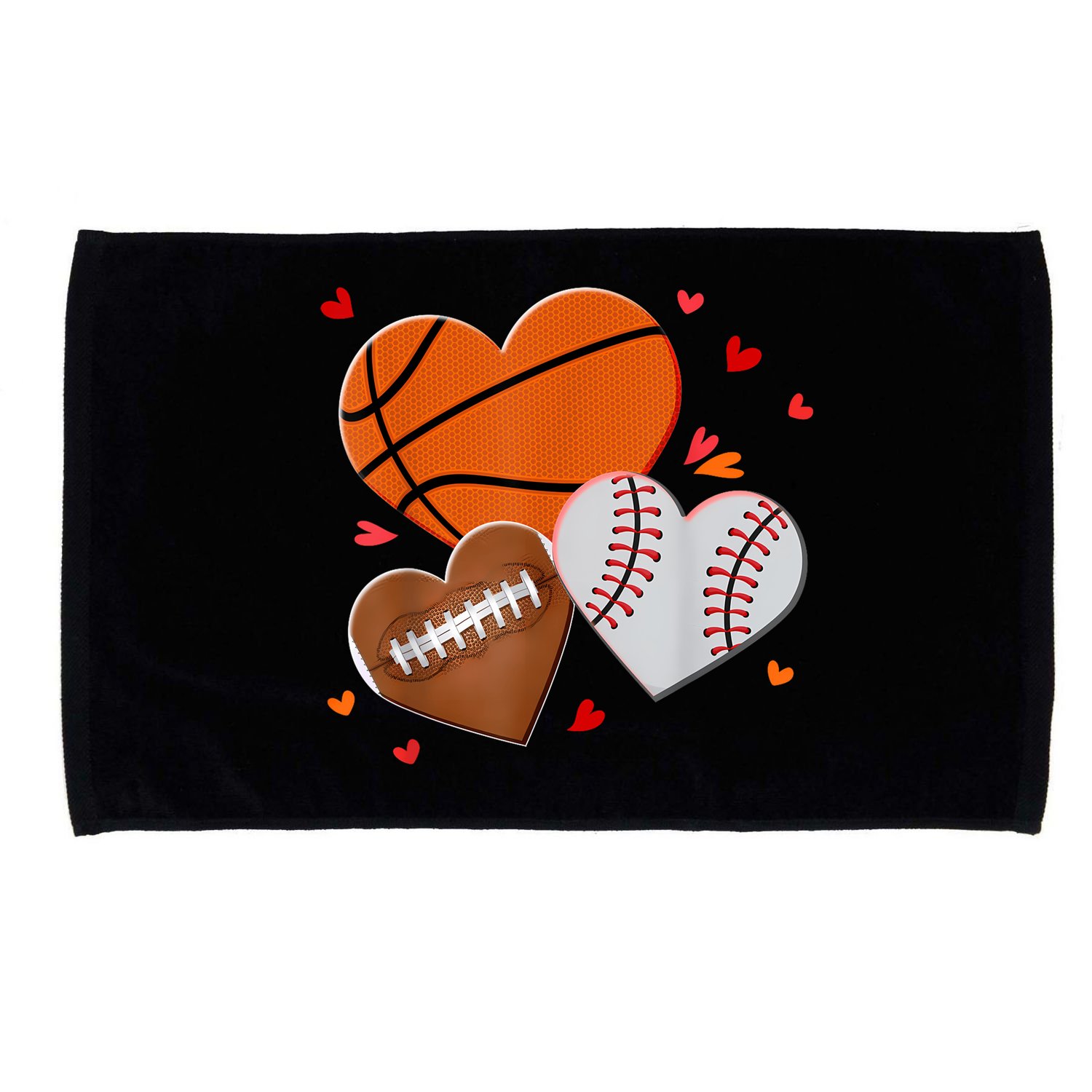 Heart Football Basketball Baseball Valentines Day Boy Microfiber Hand Towel