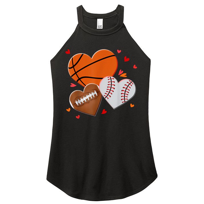 Heart Football Basketball Baseball Valentines Day Boy Women's Perfect Tri Rocker Tank