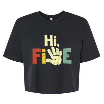 Hi Five Birthday Party Decorations 5 Year Old Bella+Canvas Jersey Crop Tee