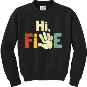 Hi Five Birthday Party Decorations 5 Year Old Kids Sweatshirt