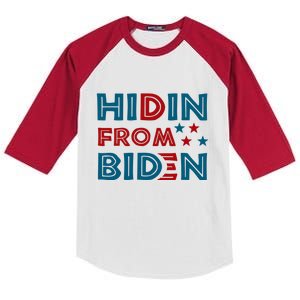 Hidin From Biden Funny Kids Colorblock Raglan Jersey