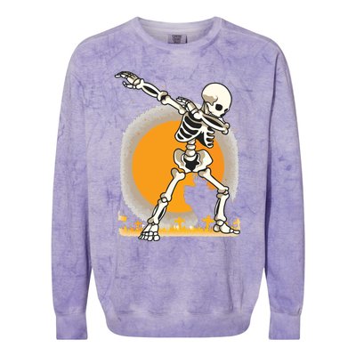 Halloween For Boy Kids Girl Dabbing Skeleton Costume Colorblast Crewneck Sweatshirt