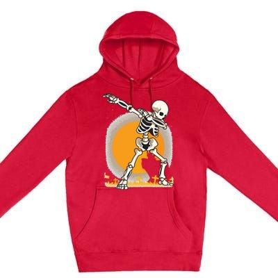 Halloween For Boy Kids Girl Dabbing Skeleton Costume Premium Pullover Hoodie