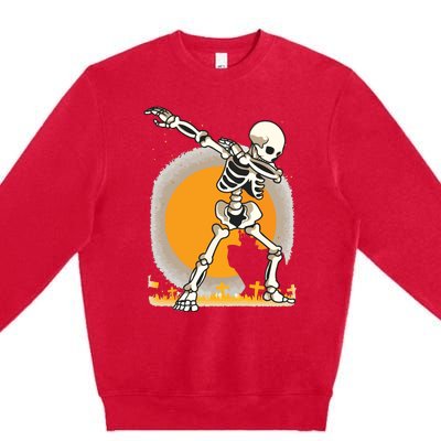 Halloween For Boy Kids Girl Dabbing Skeleton Costume Premium Crewneck Sweatshirt