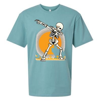 Halloween For Boy Kids Girl Dabbing Skeleton Costume Sueded Cloud Jersey T-Shirt