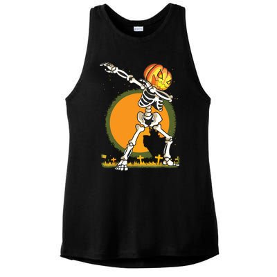 Halloween For Boy Kids Dabbing Skeleton Pumpkin Dab Ladies PosiCharge Tri-Blend Wicking Tank