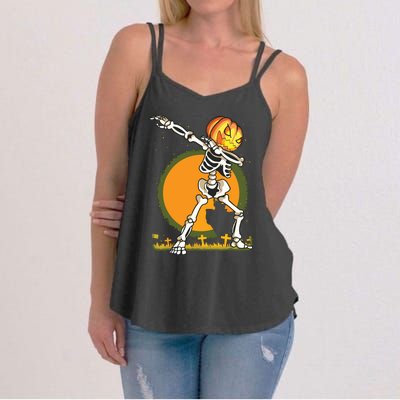 Halloween For Boy Kids Dabbing Skeleton Pumpkin Dab Women's Strappy Tank