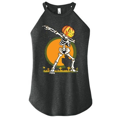 Halloween For Boy Kids Dabbing Skeleton Pumpkin Dab Women’s Perfect Tri Rocker Tank