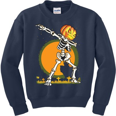 Halloween For Boy Kids Dabbing Skeleton Pumpkin Dab Kids Sweatshirt