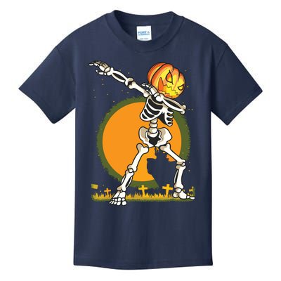 Halloween For Boy Kids Dabbing Skeleton Pumpkin Dab Kids T-Shirt