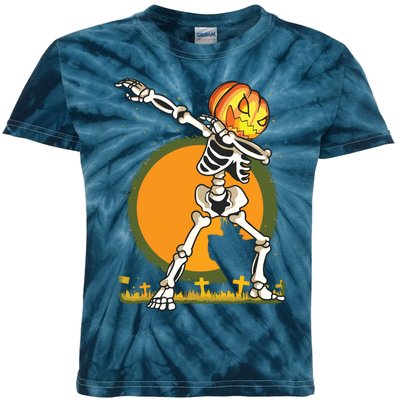 Halloween For Boy Kids Dabbing Skeleton Pumpkin Dab Kids Tie-Dye T-Shirt