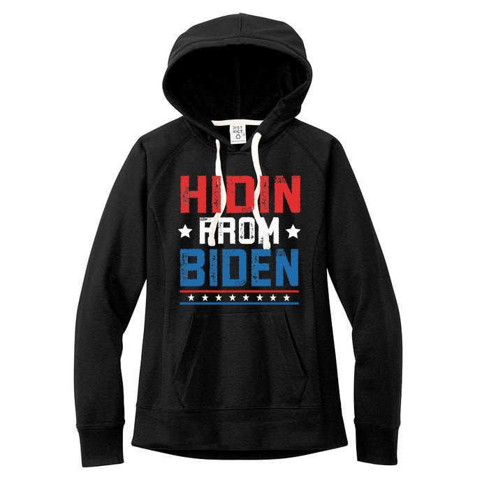 Hidin From Biden Usa Flag Funny Political Joe Biden Women's Fleece Hoodie