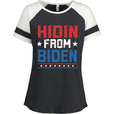 Hidin From Biden Usa Flag Funny Political Joe Biden Enza Ladies Jersey Colorblock Tee