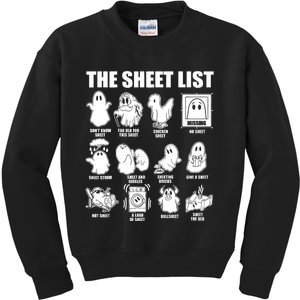 Halloween Funny Boo Sheet Halloween The Sheet List Kids Sweatshirt