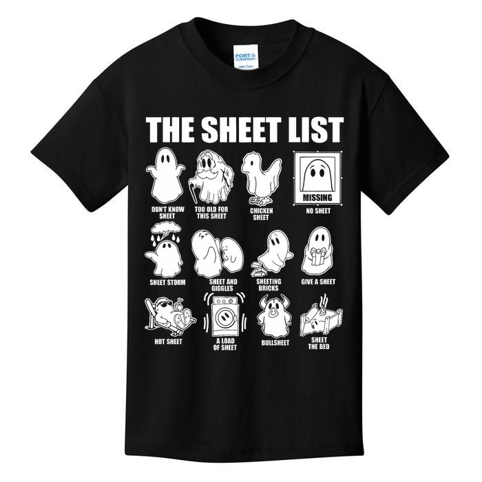 Halloween Funny Boo Sheet Halloween The Sheet List Kids T-Shirt