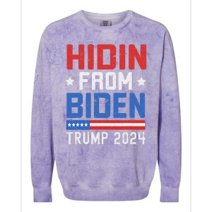 Hidin From Biden Trump 2024 Funny Anti Joe Biden Colorblast Crewneck Sweatshirt