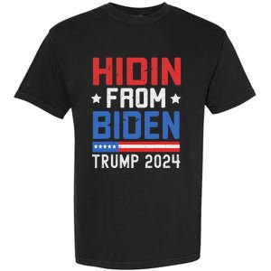 Hidin From Biden Trump 2024 Funny Anti Joe Biden Garment-Dyed Heavyweight T-Shirt