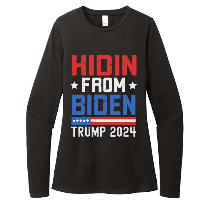 Hidin From Biden Trump 2024 Funny Anti Joe Biden Womens CVC Long Sleeve Shirt