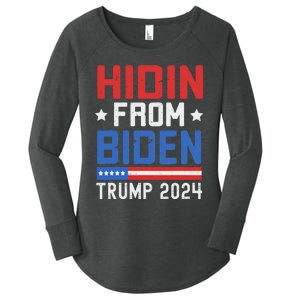 Hidin From Biden Trump 2024 Funny Anti Joe Biden Women's Perfect Tri Tunic Long Sleeve Shirt