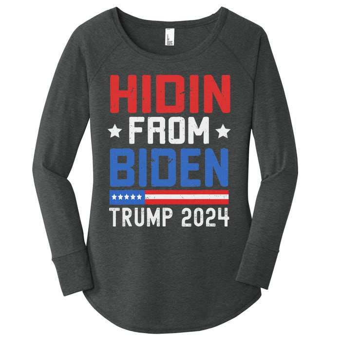 Hidin From Biden Trump 2024 Funny Anti Joe Biden Women's Perfect Tri Tunic Long Sleeve Shirt