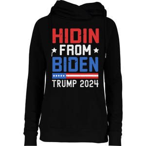 Hidin From Biden Trump 2024 Funny Anti Joe Biden Womens Funnel Neck Pullover Hood