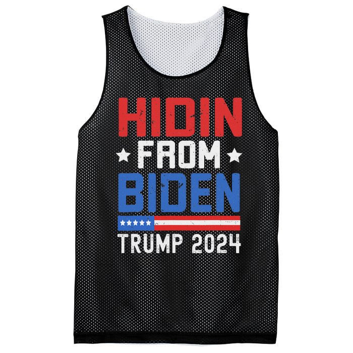 Hidin From Biden Trump 2024 Funny Anti Joe Biden Mesh Reversible Basketball Jersey Tank