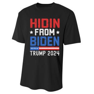 Hidin From Biden Trump 2024 Funny Anti Joe Biden Performance Sprint T-Shirt