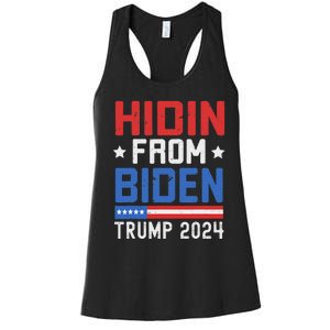 Hidin From Biden Trump 2024 Funny Anti Joe Biden Women's Racerback Tank