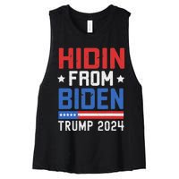 Hidin From Biden Trump 2024 Funny Anti Joe Biden Women's Racerback Cropped Tank