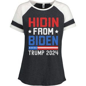 Hidin From Biden Trump 2024 Funny Anti Joe Biden Enza Ladies Jersey Colorblock Tee