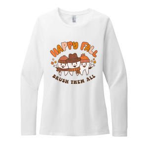 Happy Fall Brush Them All Dentist Teeth Thanksgiving Dental Womens CVC Long Sleeve Shirt