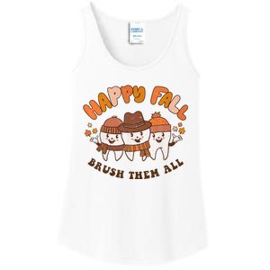 Happy Fall Brush Them All Dentist Teeth Thanksgiving Dental Ladies Essential Tank