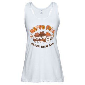 Happy Fall Brush Them All Dentist Teeth Thanksgiving Dental Ladies Essential Flowy Tank