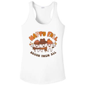 Happy Fall Brush Them All Dentist Teeth Thanksgiving Dental Ladies PosiCharge Competitor Racerback Tank