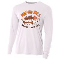 Happy Fall Brush Them All Dentist Teeth Thanksgiving Dental Cooling Performance Long Sleeve Crew