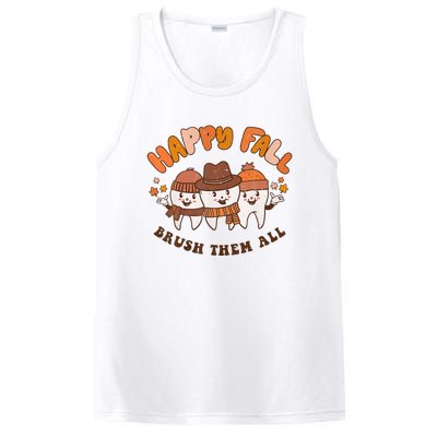 Happy Fall Brush Them All Dentist Teeth Thanksgiving Dental PosiCharge Competitor Tank