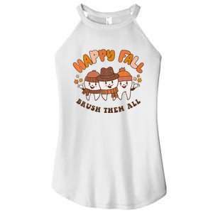 Happy Fall Brush Them All Dentist Teeth Thanksgiving Dental Women's Perfect Tri Rocker Tank