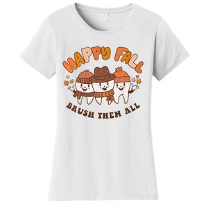 Happy Fall Brush Them All Dentist Teeth Thanksgiving Dental Women's T-Shirt