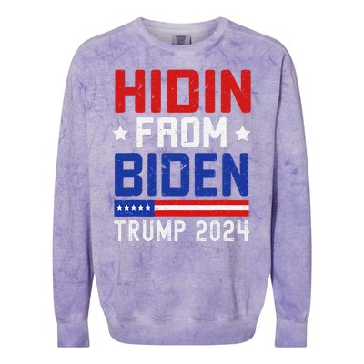 Hidin From Biden Funny Antibiden Trump 2024 Colorblast Crewneck Sweatshirt